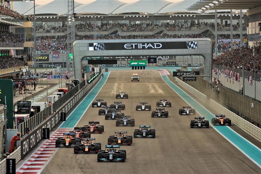 Twenty two f1 cars on track